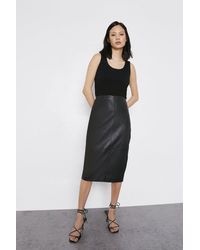 Warehouse - Real Leather Pencil Skirt - Lyst