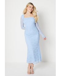 Debut London - Stretch Lace Midaxi Dress - Lyst