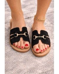 LARANGE - Suede Slip-On Sandals Slides With Detail - Lyst