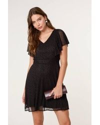Blue Vanilla - Short Sleeve Zip V-Neck Mini Dress - Lyst