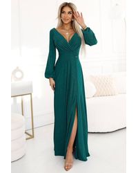 Love Lace - Wrap Long Sleeve Maxi Dress With Slit - Lyst