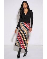 Gini London - Stripe Satin Biased Midi Skirt - Lyst