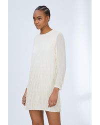 Coast - Long Sleeve Embellished Fringe Detail Mini Dress - Lyst