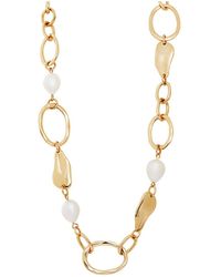 Mood - Gold Polished And Baroque Pearl Chain Necklace - Lyst