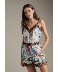 Karen Millen - Tiger Print Woven Satin Nightwear Shorts - Lyst