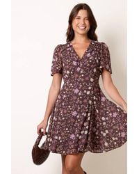 Blue Vanilla - Short Sleeve V-Neck Mini Dress - Lyst