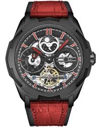 Stuhrling - Dual Time Automatic Navigator Watch, 46Mm Stainless Steel Case, Dual Time, Skeleton Dial, Sun/Moon Phase Indicator - Lyst