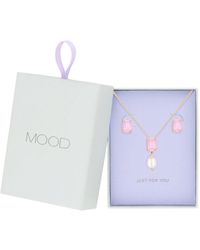 Mood - Rose Gold Pink Fresh Water Pearl Droplet Pendant Necklace And Earring Set - Gift Boxed - Lyst