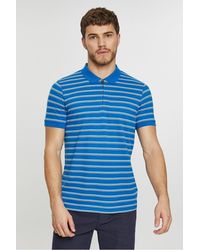 Threadbare - 'cliff' Zip Collar Striped Pique Polo Shirt - Lyst