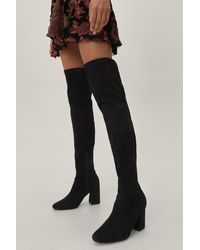 Nasty Gal - Wide Fit Faux Suede Over The Knee Boots - Lyst