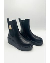 Miss Diva - Geena Knee High Block Heel Wide Fit Faux Suede Boots - Lyst