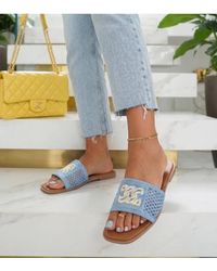Love Lace - Summer Slip-On Faux Leather Sliders - Lyst