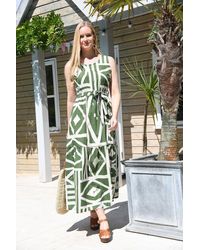 Yumi' - Green Cotton Aztec Print Maxi Dress - Lyst