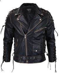 TruClothing - Cow Hide Leather Jacket Cross Zip Biker - Lyst