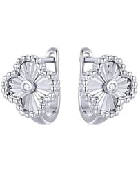 Jewelco London - Cz Lucky Charm Clover Solitaire Drop Earrings - Lyst