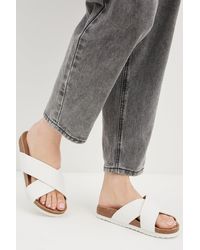Dorothy Perkins - Wide Fit Comfort White Flora Footbed Sandals - Lyst