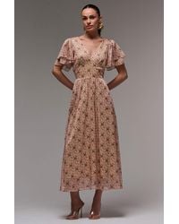 Jolie Moi - Layered Angel Sleeved Chiffon Maxi Dress - Lyst