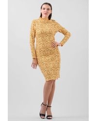Enorsia - Floral Long Sleeve Jersey Mini Dress - Lyst
