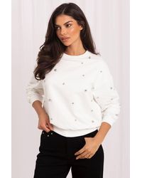 Love Lace - Cotton Round Neck Long Sleeve Classic Blouse - Lyst