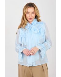 Love Lace - Elegant Stand Collar Long Sleeve Jabot Shirt Style 223464 - Lyst