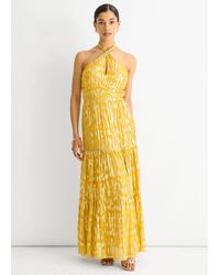 Gini London - Animal Jacquard Halter Neck Maxi Dress - Lyst
