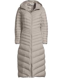 Lands' End - Wanderweight Down Ultralight Packable Hooded Maxi Coat - Lyst