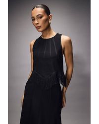 Coast - Muse Sleeveless Crepe Fringed Top - Lyst