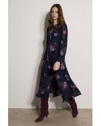 Apricot - Floral Print Chiffon Midi Dress - Lyst