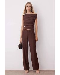 WOVCOR - 2-Piece Asymmetric Neck Knit Top & Wide Leg Trousers Co-Ord Set - Lyst