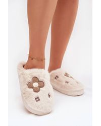 Love Lace - Fur Lined Floral Step Slippers For Cozy Home Comfort Evenings - Lyst