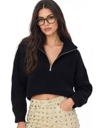MixRay - Textured Long Sleeve Zipped Collar Sweater - Lyst