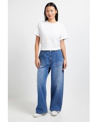 Dorothy Perkins - Petite Wide Leg High Waist Denim Jeans - Lyst