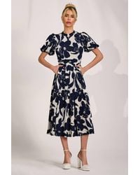 Jolie Moi - Turtle Neck Puff Sleeve Jersey Midi Dress - Lyst