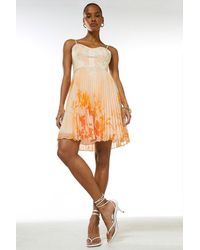 Karen Millen - Ombre Floral Pleat Woven Bustier Mini Dress - Lyst