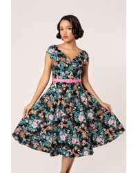 Hell Bunny - Umi 50's Style V Neckline Floral Midi Dress - Lyst