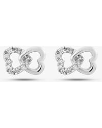 T.H.Baker - 9Ct & Pave Diamond Double Open Hearts Stud Earrings Pe05599 - Lyst