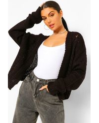 Boohoo - Soft Knit Cable Cropped Cardigan - Lyst