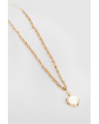 Boohoo - Pearl Heart Pendant Statement Necklace - Lyst