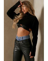 MissPap - Knitted High Neck Cropped Jumper - Lyst