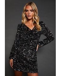 Dorothy Perkins - Petite Lace Trim Sequin Mini Dress - Lyst