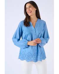 DAMART - Broderie Anglaise Cotton Summer Blouse Lightweight Top - Lyst