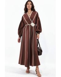 Msn-Collection - Belted Striped Maxi Dress - Lyst