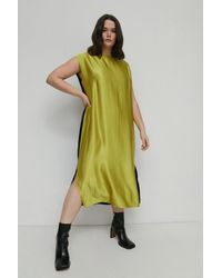 Warehouse - Plus Satin Colour Block Column Midi Dress - Lyst