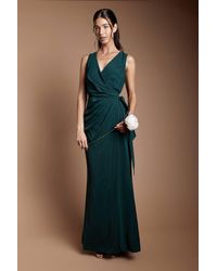 Coast - V Neck Wrap Detail Crepe Maxi Bridesmaid Dress - Lyst