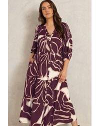 Evans - Abstract Print Tiered Midi Dress - Lyst
