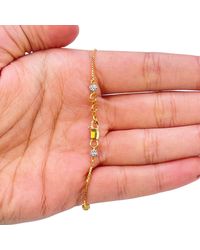 Raina Jewels - 22Ct Six Beaded Two-Tone Diamond Cut Box Chain Bracelet 7" - Lyst
