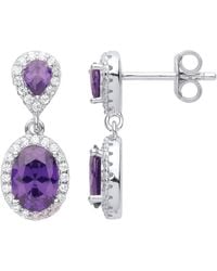 Jewelco London - 925 Oval Pear Cz Raindrop Cluster Drop Earrings - Lyst