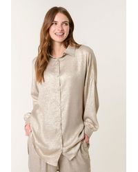 Blue Vanilla - Elasticated Waist Long Sleeve Button Up Collar Blouse - Lyst