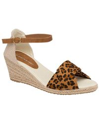 Dunlop - 'cleo' Leopard Wedge Sandals - Lyst