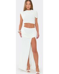EGO - Ruched Mid Rise Maxi Skirt - Lyst
